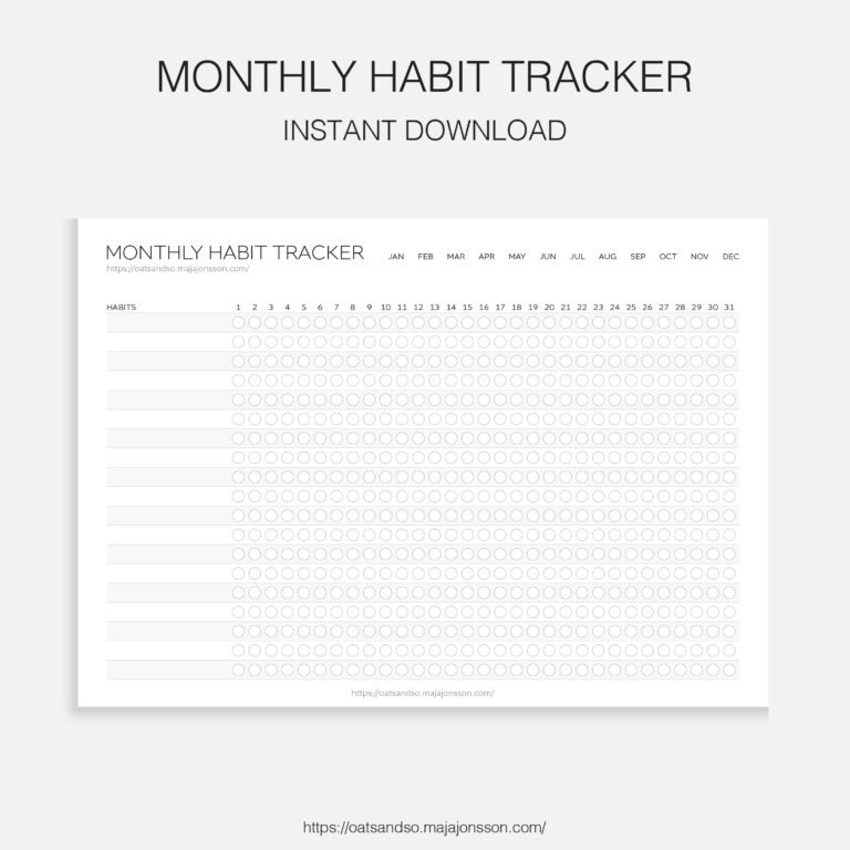 MONTHLY HABIT TRACKER FREE PDF