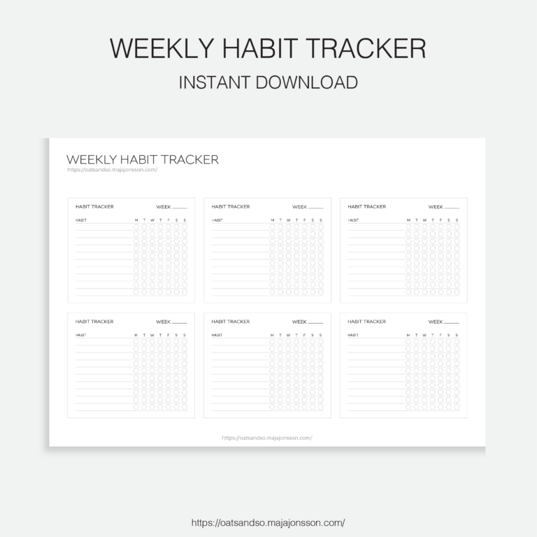 WEEKLY HABIT TRACKER FREE PDF